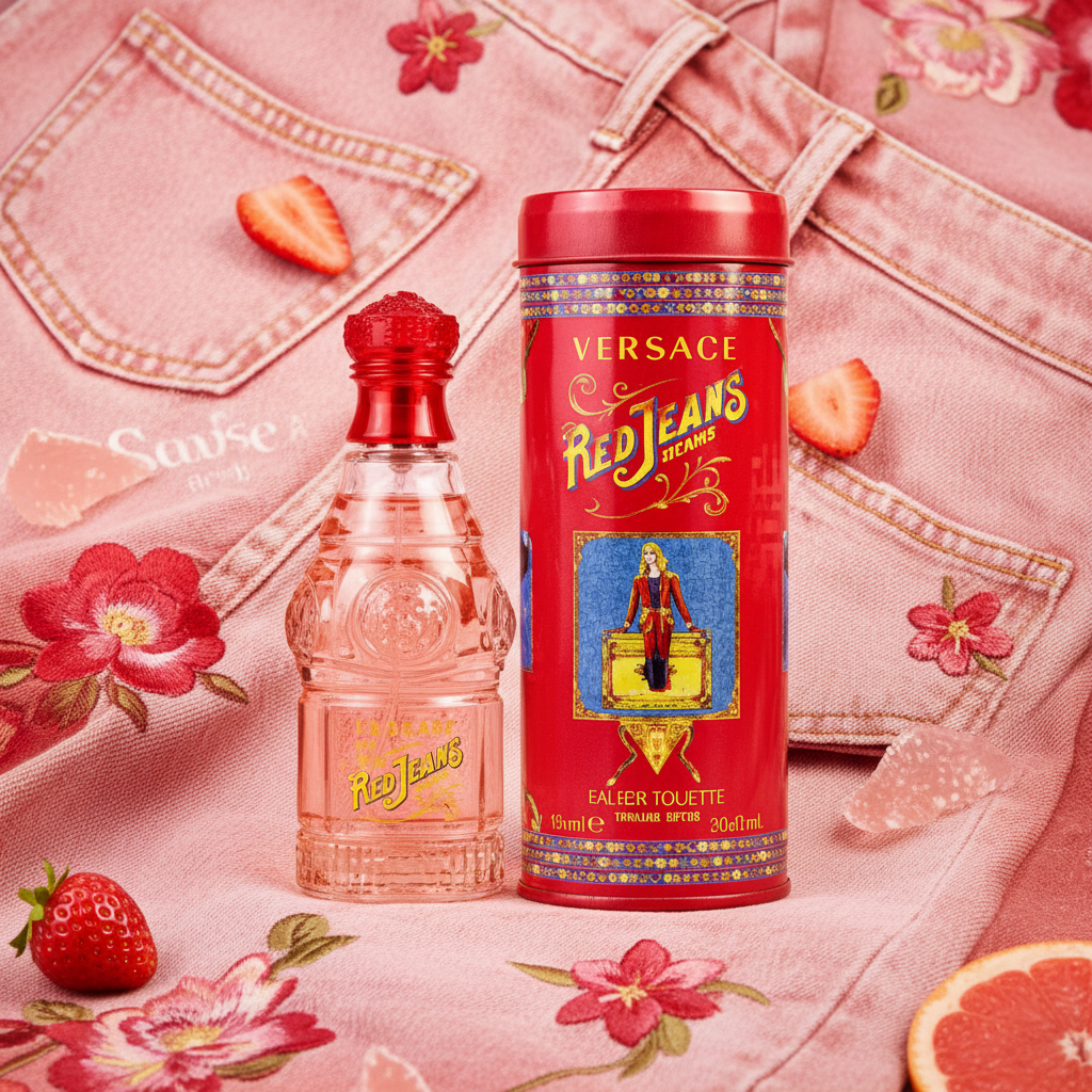 Versace Red Jeans - Con Lata y Fondo Denim (Frascos Correctos)